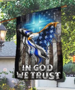 in god we trust christian cross, american eagle, the thin blue line flag tpt94f 1366