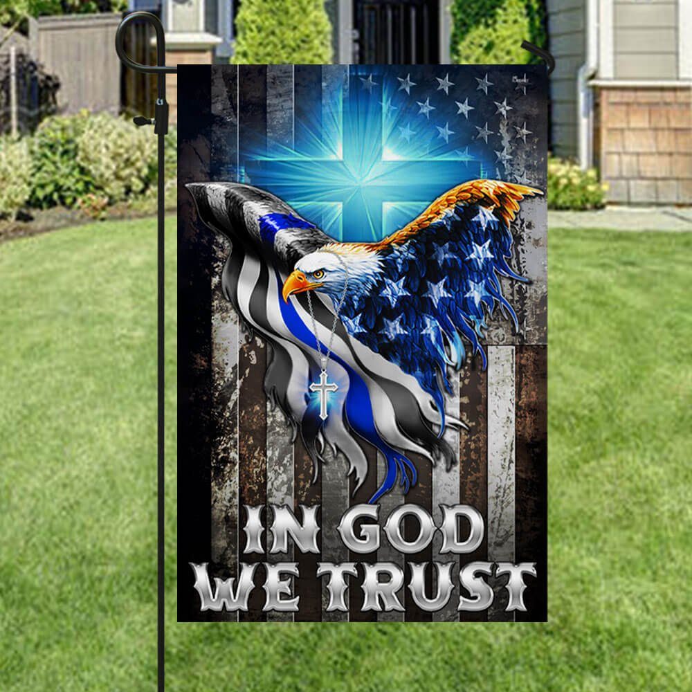 In God We Trust Christian Cross, American Eagle, The Thin Blue Line Flag TPT94F - Image 6