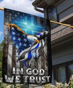 in god we trust christian cross, american eagle, the thin blue line flag tpt94f 3865