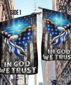 in god we trust christian cross, american eagle, the thin blue line flag tpt94f 4141