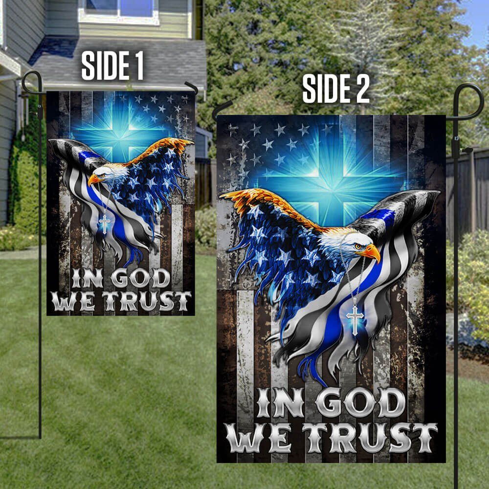In God We Trust Christian Cross, American Eagle, The Thin Blue Line Flag TPT94F - Image 7