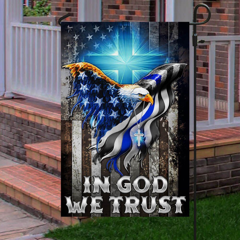 In God We Trust Christian Cross, American Eagle, The Thin Blue Line Flag TPT94F - Image 5