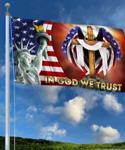 in god we trust christian cross american grommet flag mln114gf 7885