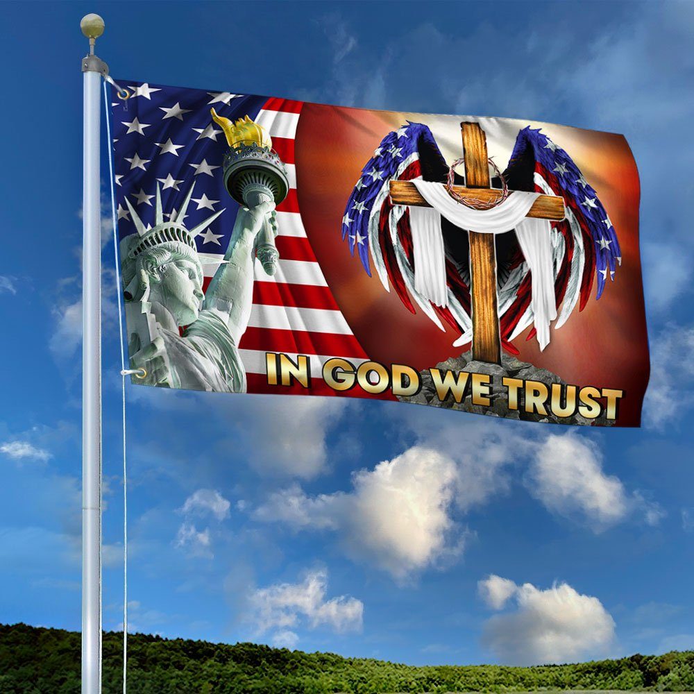 In God We Trust Christian Cross American Grommet Flag MLN114GF - Image 2