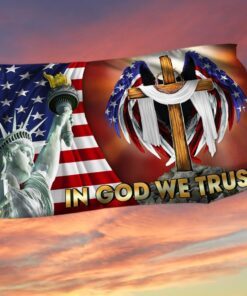 In God We Trust Christian Cross American Grommet Flag MLN114GF