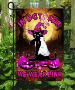 in october, we wear pink breast cancer awareness flag 8686