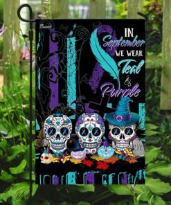 in september we wear teal and purple. suicide awareness flag 3773