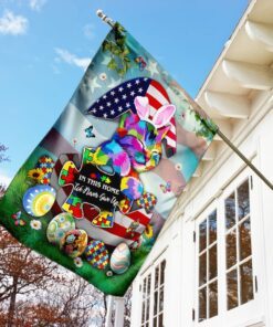 in this home we never give up. autism cat flag 4830