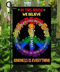 in this house we believe peace sign flag trn1023f 5176