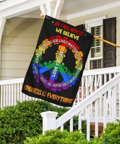 in this house we believe peace sign flag trn1023f 6106
