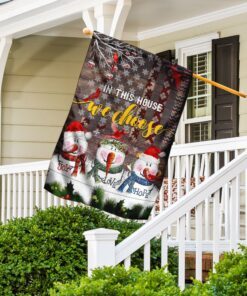 in this house we choose.christmas snowman flag 3424