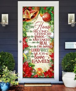 in this house we do. christmas door cover 6547