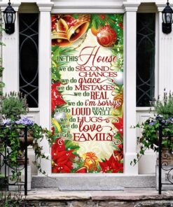 in this house we do. christmas door cover 8336