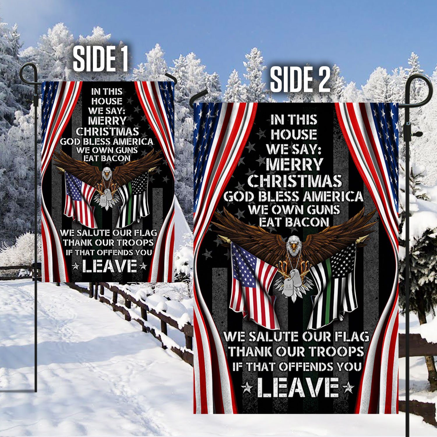 In This House We Salute Our Flag, Patriotic Eagle Veteran Garden Flag & Mailbox Cover TPT411MF - Image 5