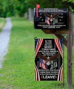 In This House We Salute Our Flag, Patriotic Eagle Veteran Garden Flag & Mailbox Cover TPT411MF