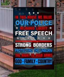 in this house we value god family country flag mlh2149f 4289