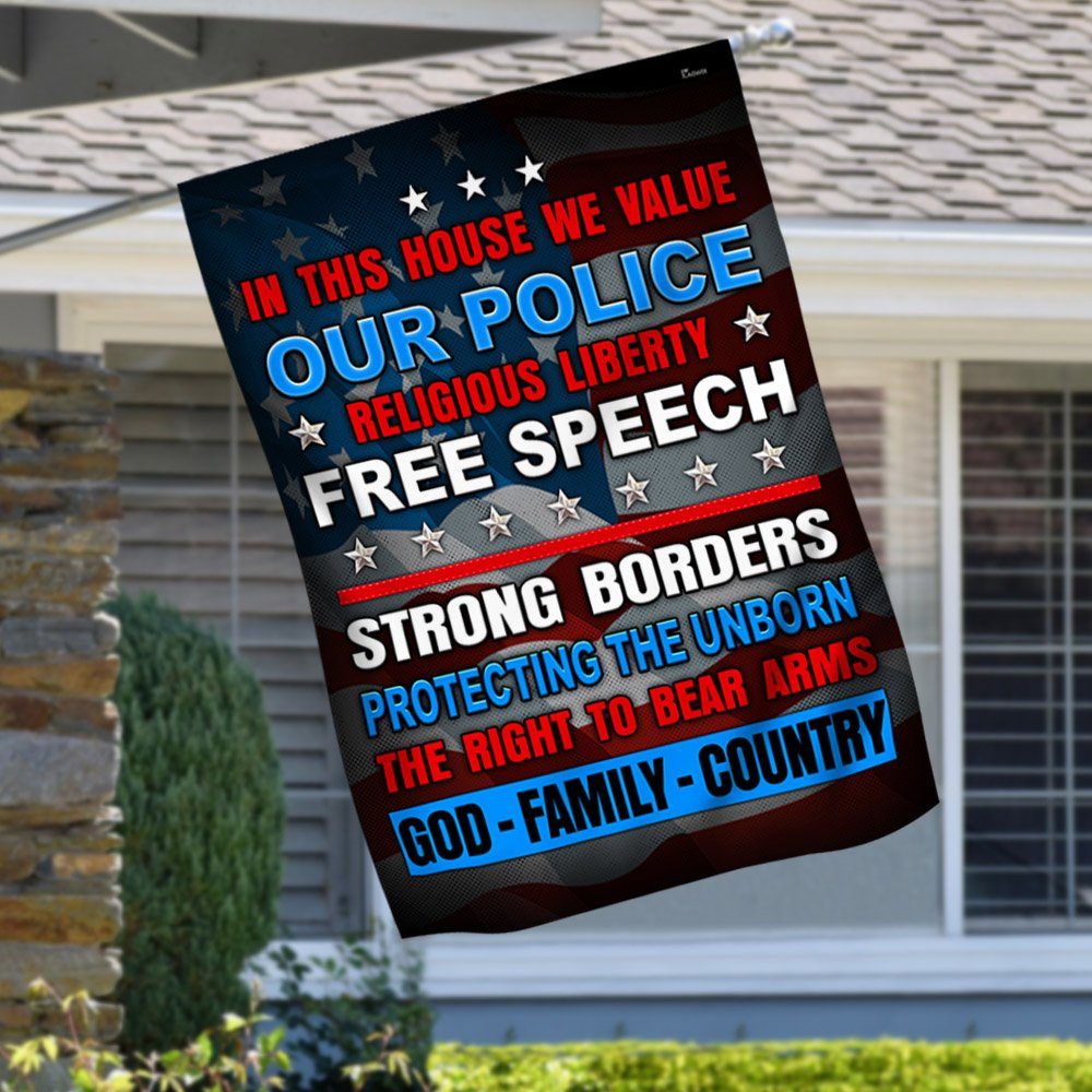 In This House We Value God Family Country Flag MLH2149F