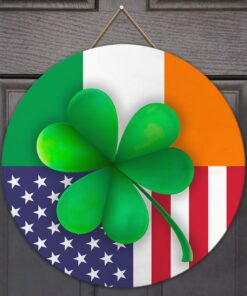 irish american door hanger irish shamrock american wooden sign trv1819wd 5480