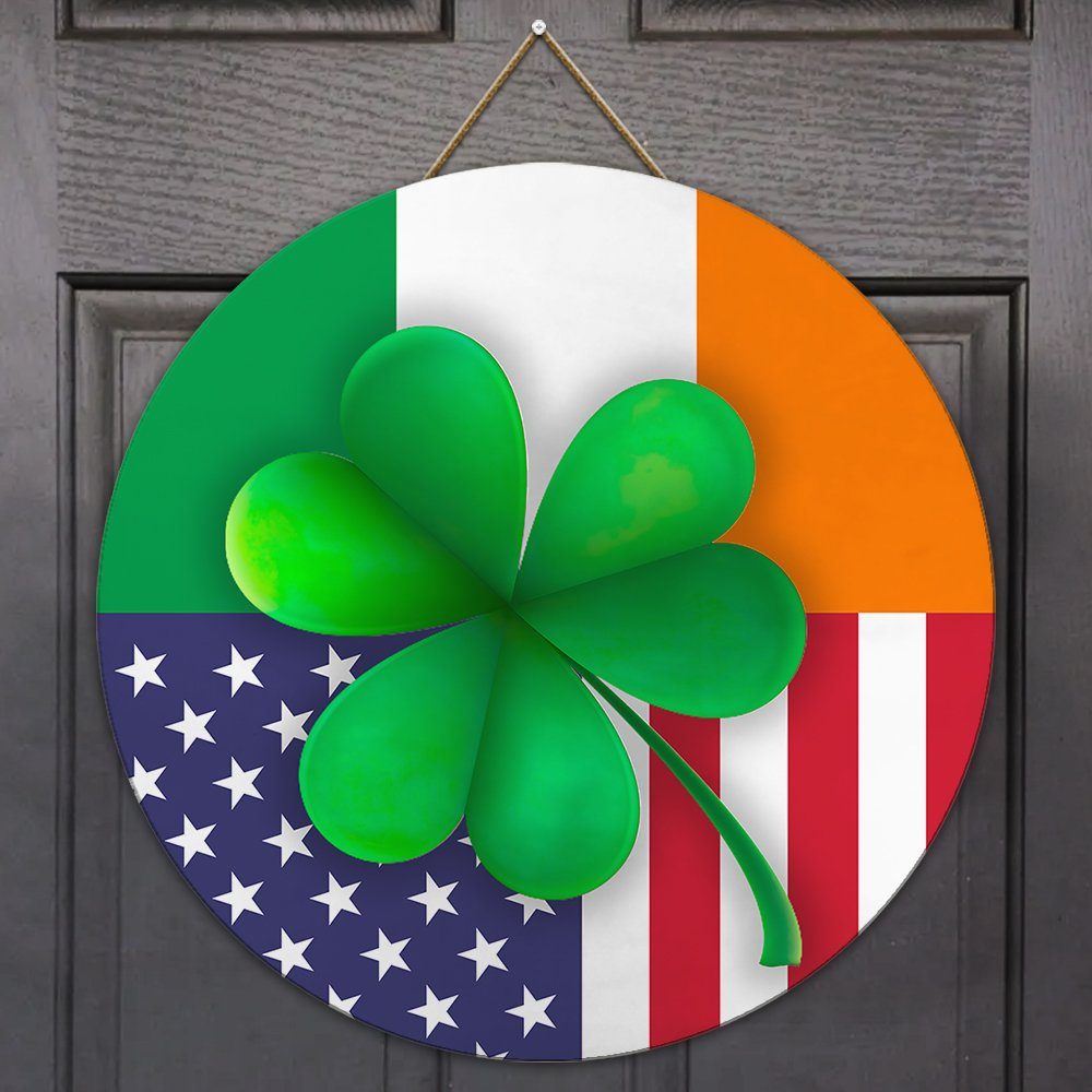 Irish American Door Hanger Irish Shamrock American Wooden Sign TRV1819WD - Image 5