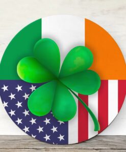 Irish American Door Hanger Irish Shamrock American Wooden Sign TRV1819WD