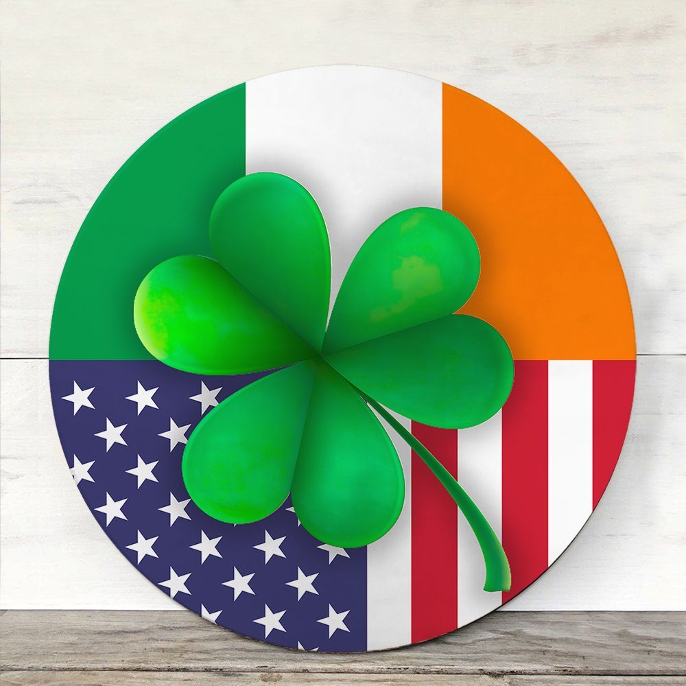 Irish American Door Hanger Irish Shamrock American Wooden Sign TRV1819WD