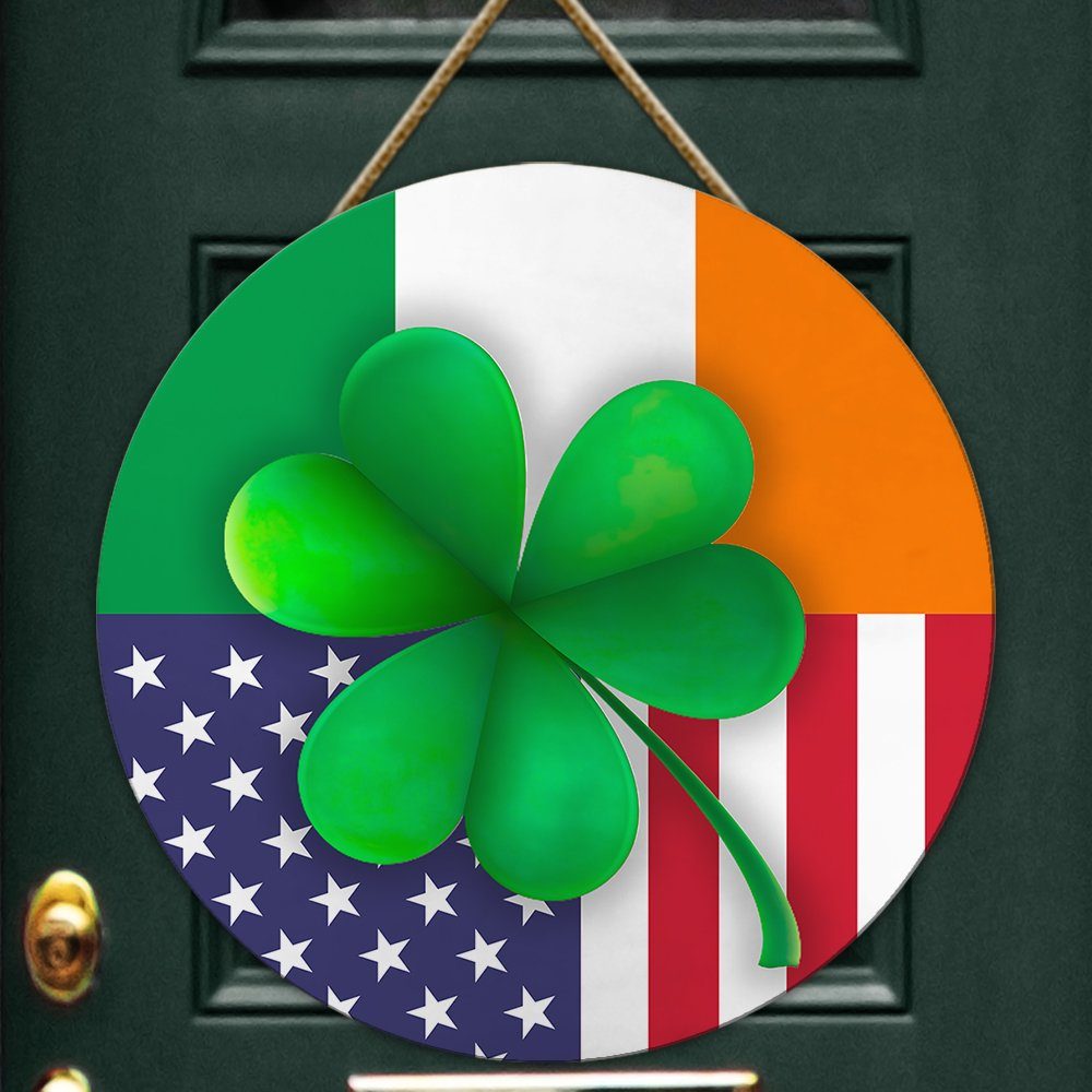 Irish American Door Hanger Irish Shamrock American Wooden Sign TRV1819WD - Image 4