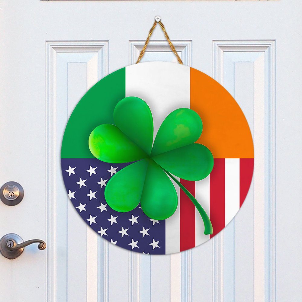 Irish American Door Hanger Irish Shamrock American Wooden Sign TRV1819WD - Image 3