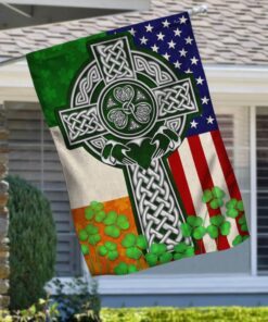 Irish American Flag Irish Celtic Christian Cross Flag THB3706Fv1