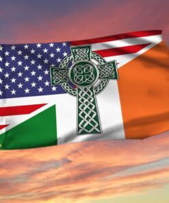 Irish American Grommet Flag Celtic Cross Saint Patrick’s Day QNK543GF