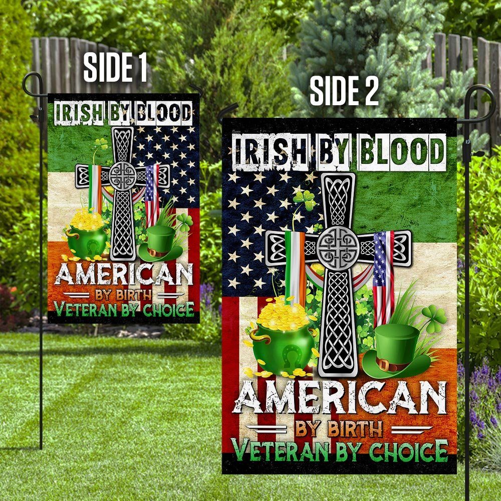 Irish By Blood American By Birth Veteran By Choice Flag - Image 8
