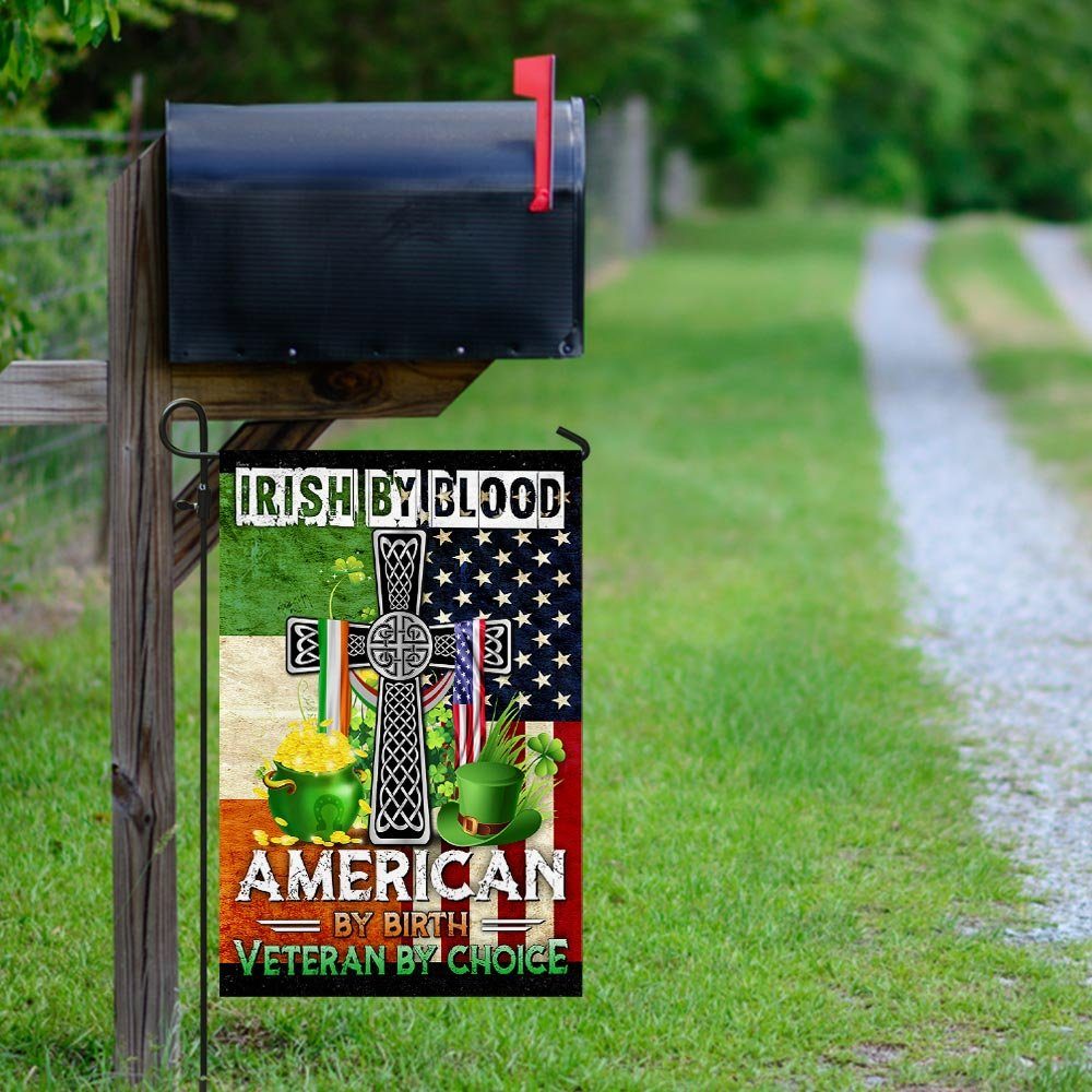 Irish By Blood American By Birth Veteran By Choice Flag - Image 9