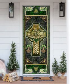 Irish Celtic Claddagh Cross Door Cover