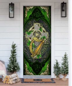 Irish Celtic Cross With Shamrock Door Cover