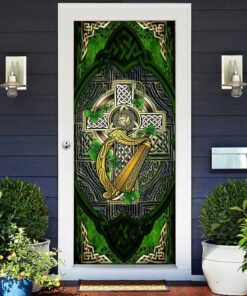 irish celtic cross with shamrock door cover 5594