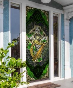irish celtic cross with shamrock door cover 5637