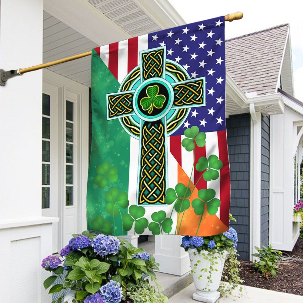 Irish Celtic Knot Cross St. Patrick's Day American Flag MLN964F