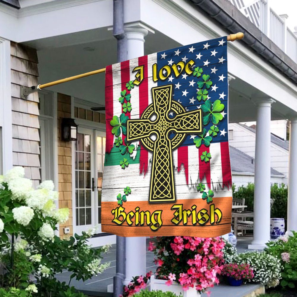 Irish Flag, I Love Being Irish, Irish Harp, St. Patrick's Day, Ireland American Flag QNV21Fv1