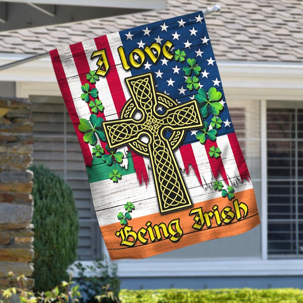 Irish Flag, I Love Being Irish, Irish Harp, St. Patrick's Day, Ireland American Flag QNV21Fv1 - Image 3