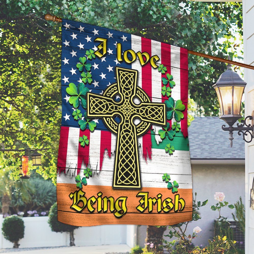 Irish Flag, I Love Being Irish, Irish Harp, St. Patrick's Day, Ireland American Flag QNV21Fv1 - Image 2