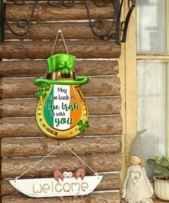 irish lucky horseshoe charm round wooden sign dbd3322wd 6833