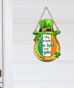 Irish Lucky Horseshoe Charm Round Wooden Sign DBD3322WD