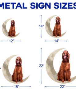 irish setter dog and moon hanging metal sign qnk879msv43 2996