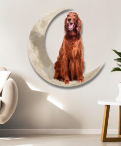 irish setter dog and moon hanging metal sign qnk879msv43 5054
