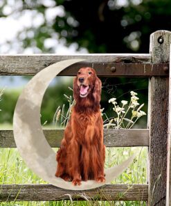 irish setter dog and moon hanging metal sign qnk879msv43 5440