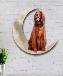 irish setter dog and moon hanging metal sign qnk879msv43 7532