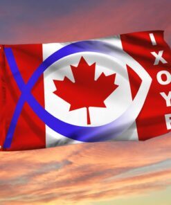 Ixoye Fish Flag Christian Canadian Grommet Flag TRL1860GF