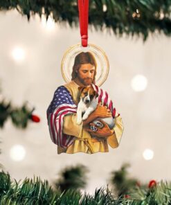 Jack Russell Terrier Dog Custom Shaped Ornament Hug Love NTB262Ov2