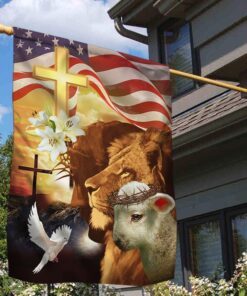 Jesus, Lion And Lamb U.S Flag MLN13F