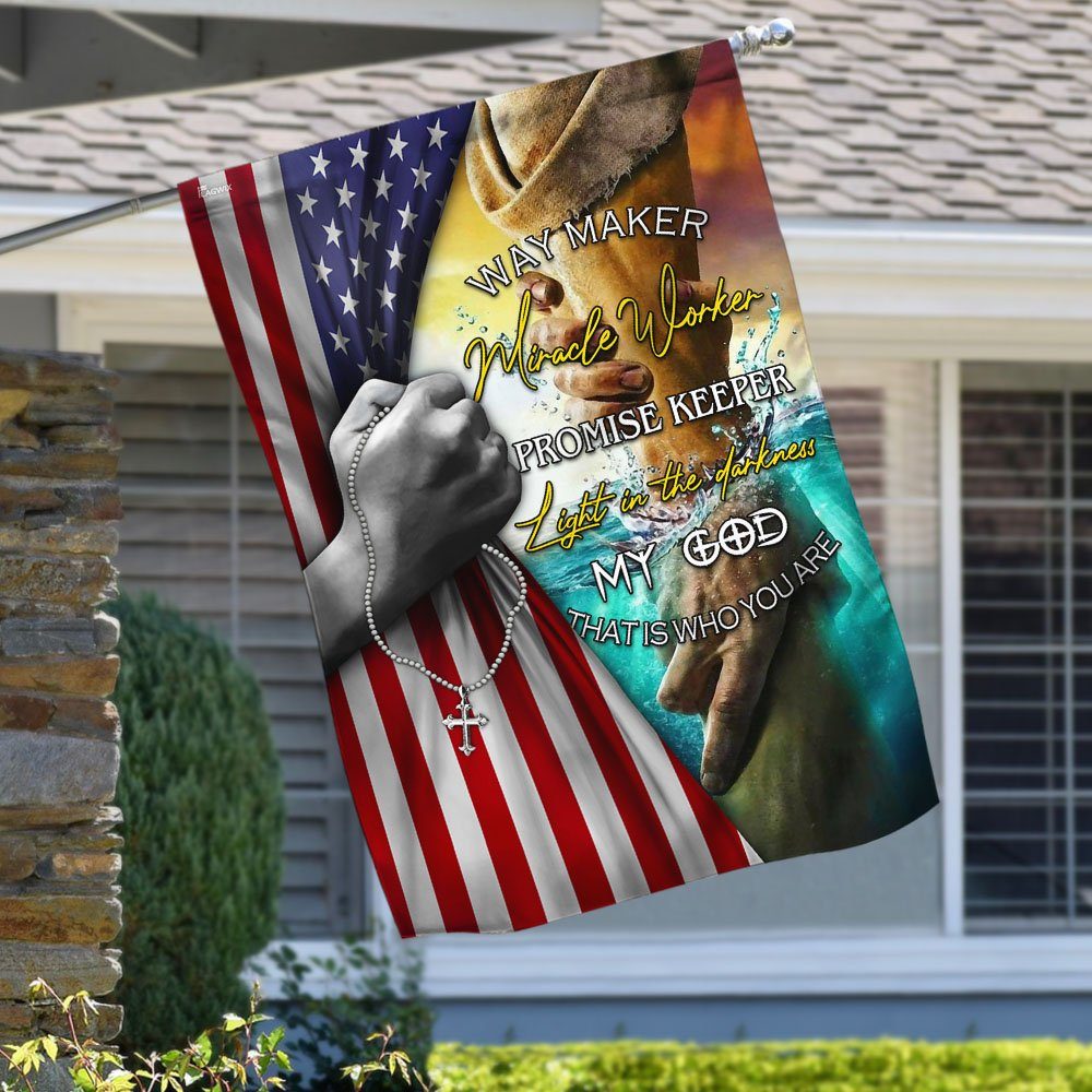 Jesus - Way Maker Miracle Worker Promise Keeper American Flag MLH1694F - Image 2