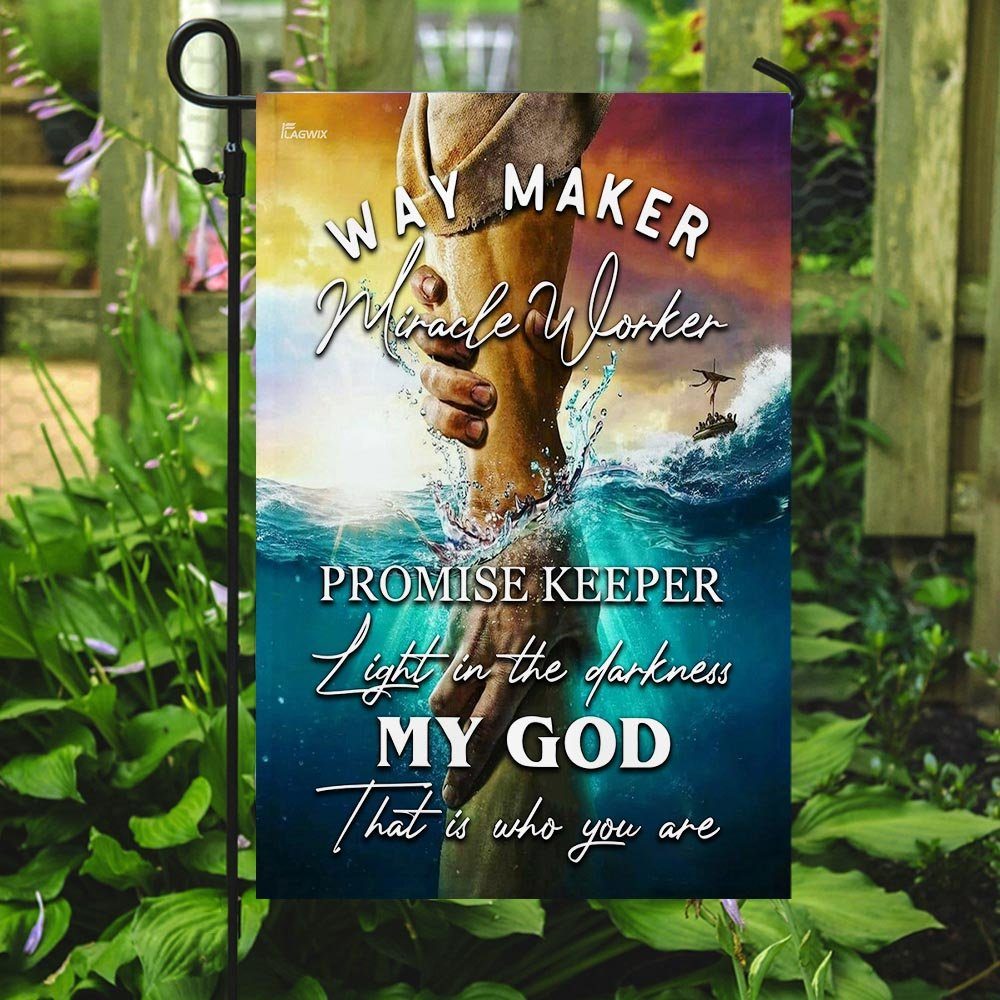 Jesus - Way Maker Miracle Worker Promise Keeper Light In The Darkness Flag - Image 7